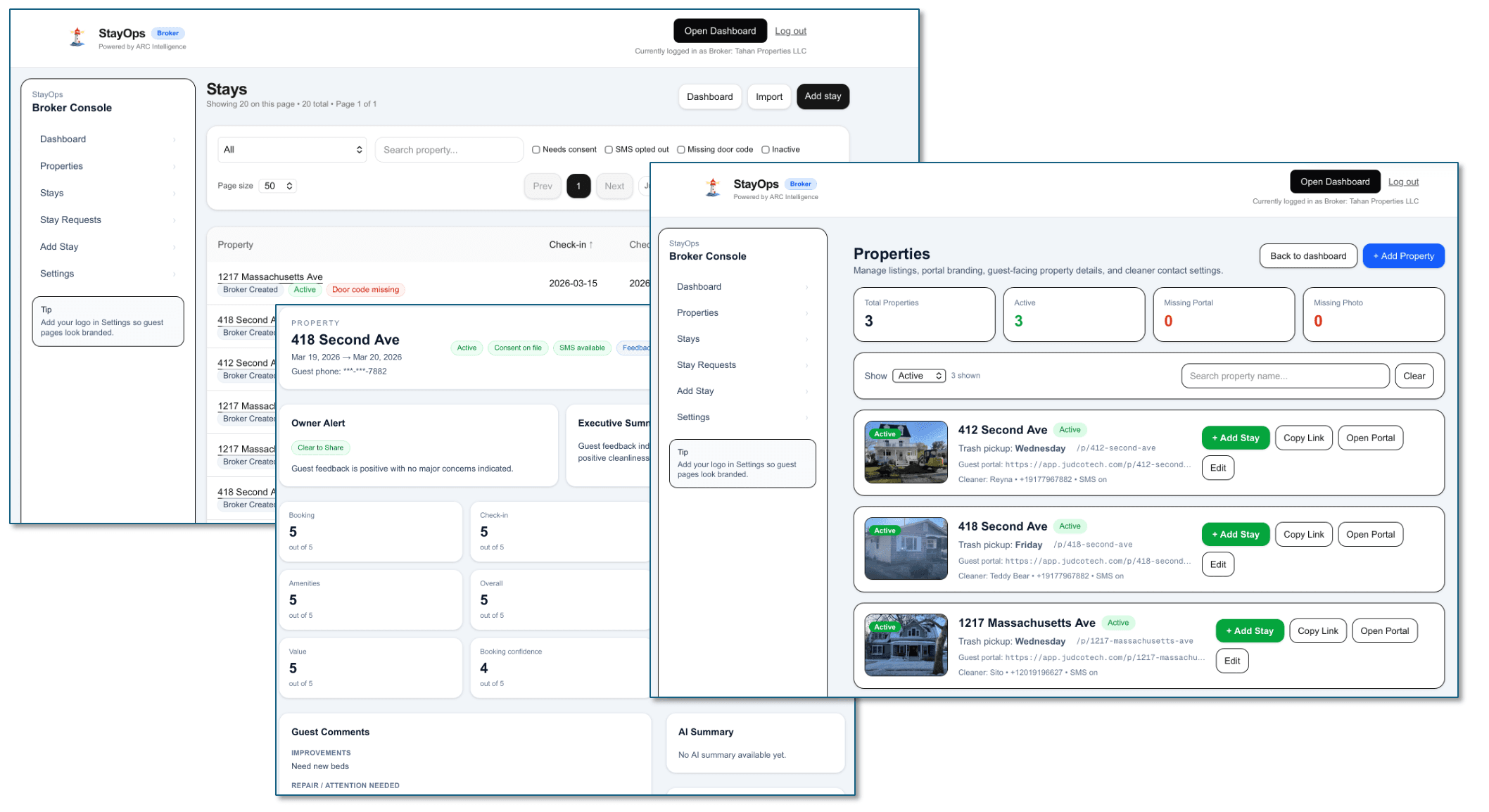 StayOps Broker Dashboard Preview